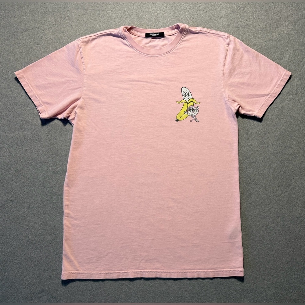 Bananas Monkey Graphic T Shirt Womens Small Pink Streetwear Tee Cotton